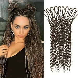 Brown Double Curly Ended Dreadlocks Extensions 24inch Soft Boho Locs Synthetic - Picture 1 of 22