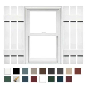1 Pair Mid America 3 Board and Batten Spaced Vinyl Shutters 12 Inch Width - Picture 1 of 12