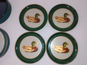 Otagiri Green Lacquerware Coasters With Box Duck Mallard Japan Vintage Set of 4 - Picture 1 of 8