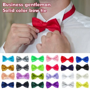 Adjustable Bow Ties Men Satin Pre-tied Butterfly Wedding Party Bow Tie Bowtie - Picture 1 of 44