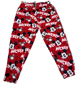 Disney Mickey Mouse Pajama Pants Small 4-6 Girls Sleepwear Red Black White Comfy - Picture 1 of 8