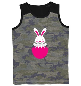 Easter Rabbit In Egg - Cute Adorable Bunny Holiday Youth Contrast Tank Top - Picture 1 of 7