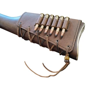 Rustic Leather Buttstock Cover w Cartridge Holder Fits Winchester Marlin Henry - Picture 1 of 7
