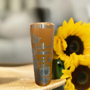 Stainless Steel Tumbler with Sunflower Design, 20 oz, Insulated Travel Cup with - Picture 1 of 4