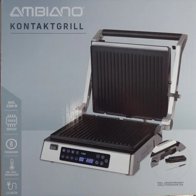 AMBIANO Kontaktgrill Tischgrill incl Touch-Display bis 2200W - NEU