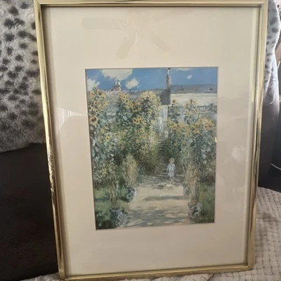 Impresión artística en lienzo texturizado The Artist Garden at Vetheuiv de Claude Monet enmarcada Foto 1 de 4