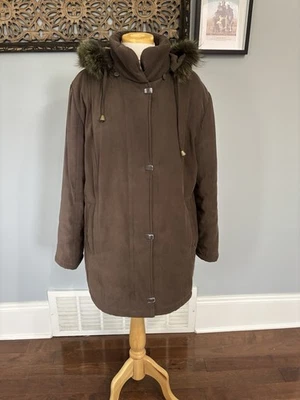 Abrigo Mujer Vintage Nuage Polar Loft Marrón con Piel Real en Capucha Talla Mediana Foto 1 de 4