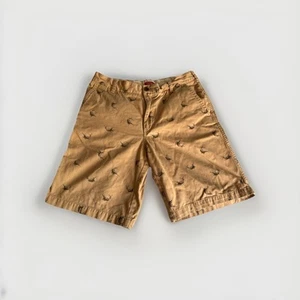 Izod Mens Saltwater Chino Style Shorts Sailfish Marlin Sz 33 Waist Khaki - Picture 1 of 9