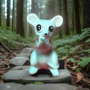 Vintage Mid Century aquablau Porzellan anthropomorphe Maus Figur 1 3/8" - Bild 1 von 12