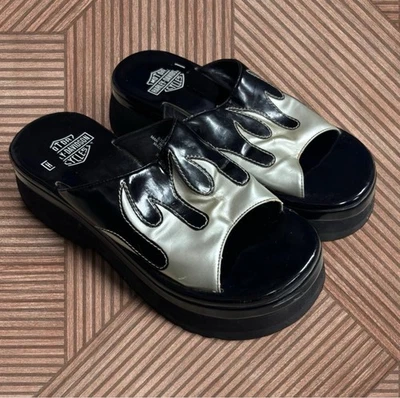 Sandalias de plataforma Harley Davidson Flame vintage años 90 para mujer talla 6,5 EE. UU. Foto 1 de 4