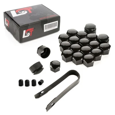 20x Tapones Tapones Tornillos Rueda 17mm Antirrobo Negro Brillo para Alfa Romeo Foto 1 de 4