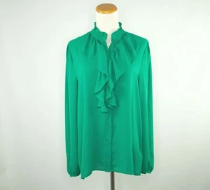 Who What Wear green ladies blouse with ruffles boho top (M) - Picture 1 of 10