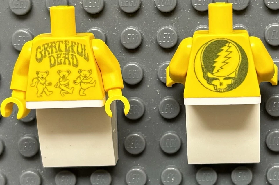 Grateful Dead Genuine Lego Yellow Torso,  Arms  & Hands with Custom Print New - Image 1 of 1