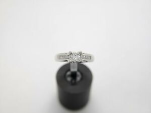 Estate 14k White Gold Natural Princess Diamond Engagement Ring