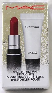 MAC Winter's Kiss Mini Lip Duo Red Lipstick & Lipglass Lip Gloss Travel Size - Picture 1 of 1