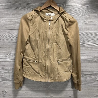 Chaqueta de motociclista de lona beige Guess Style para mujer talla M cremallera completa " Foto 1 de 4