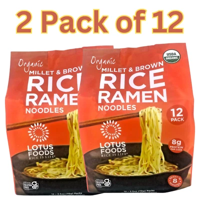 Lotus Organic Millet &Brown Rice Ramen 2 Pack of 12pc- Gluten Free Ramen Noodles - Image 1 of 4