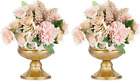 Metal Vases for Table Centerpieces, Hewory Gold Compote Pedestal Vase Floral Con