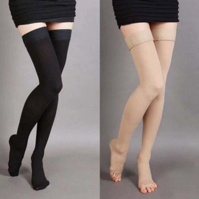 Graduated Medical Compression Thigh High Support Stocking Open/Closed Toe Socks - Image 1 of 4