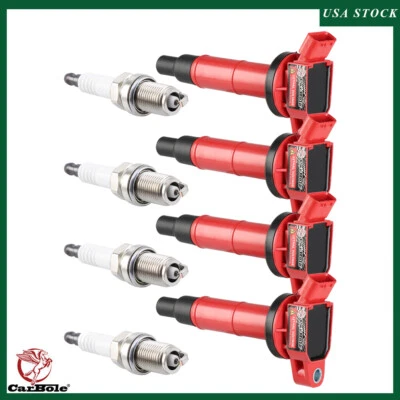4x bobinas de encendido y 4x bujías para Toyota Camry L4 2002 2003 2004-2008 2,4L Foto 1 de 4