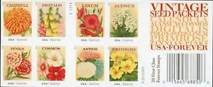 1 #4763b, (4754-4763) FOREVER VINTAGE SEED PACKETS BOOKLET  OF 20. BIN $56.99. - Picture 1 of 2