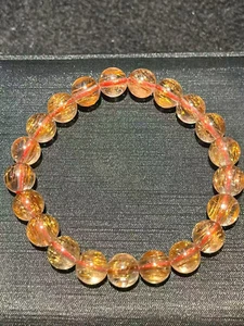 Natural Copper Rutilated Quartz Crystal Wealthy Round Beads Bracelet 10MM AAAA - Picture 1 of 6