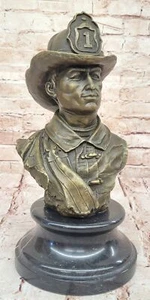 Signed Original Milo Handsome Brave Fire Fighter Bronze Sculpture Statue Figure - Picture 1 of 10