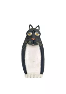 Enesco Vicki Thomas Black Tuxedo Wood Cat Figure Funny 1998 11.5" Door Stopper - Picture 1 of 21