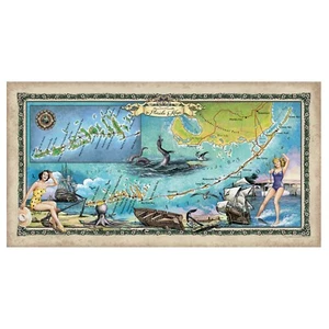 Impresión de arte de pared de mapa histórico original de Florida Key Pirates de colección - Imagen 1 de 8
