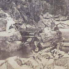 Franconia Notch Stereoview c1865 Giant Pool Swimming Hole Flume Gorge NH L373