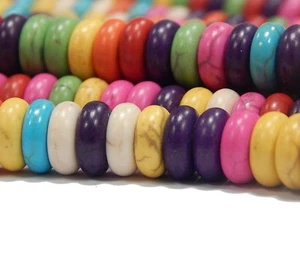 110stk Türkis Edelstein Perlen 8mm Halbedelstein Mix Rondell Naturstein G204 - Bild 1 von 3