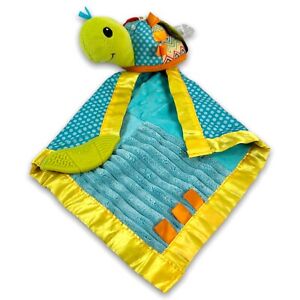 Infantino Turtle Lovey Sensory Activity Blanket Teether Rattle Crinkle Taggie