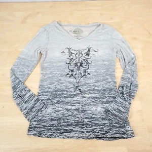 Eco Yoga Y2K Burnout Long Sleeve Top Women's Sz M Rhinestone Lightweight Shirt - Picture 1 of 8