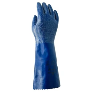 (6) SHOWA NSK24 Blue Chemical Resistant Nitrile Coated Gloves, Size 11 - Picture 1 of 4