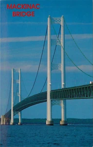 Postal de estadísticas de puente Mackinac Michigan sin usar - Imagen 1 de 2