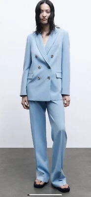 Calça bootcut 100% autêntica ZARA azul celeste cintura alta tamanho: P - Imagem 1 de 4