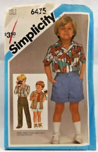 1984 Simplicity Sewing Pattern 6475 Boys Pants Shorts Shirt Size 5 Vintage 7984