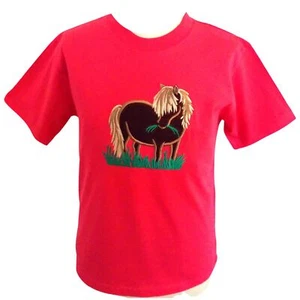 Camiseta Infantil Shetland Pony Fucsia Rosa Algodón Bordado Edad 2 y Edad 7-8 - Imagen 1 de 4