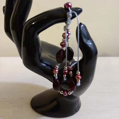 Nuevo Brazalete Ajustable Cuentas Tubulares Granate Artesanal 6"- 8" Foto 1 de 4