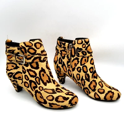 Sam Edelman Womens Tan Black Leopard Mandi Calf Hair Block Heel Booties 6 - Image 1 of 4