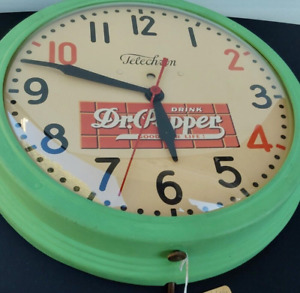 Antique Warren 15" 10 2 4  Telechron DR PEPPER pop 1940s advertising soda  Clock