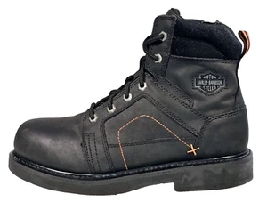 Harley-Davidson Men's Pete Steel Toe 6.0-Inch Black Boots Size 9.5M Inside Zip - Picture 1 of 12