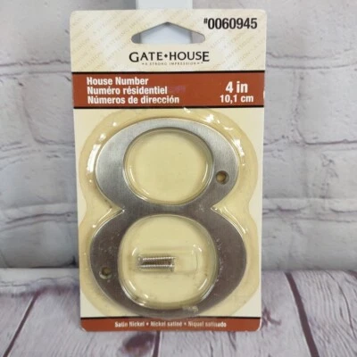 Address House Number 8 EIGHT(4 in) Satin Nickel Rust Resistant Finish Zinc Alloy - Image 1 of 2