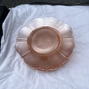 10 MacBETH-EVANS AMERICAN SWEETHEART ROSA DEPRESSION GLAS 6 3/8" BROTTELLER - Bild 1 von 4