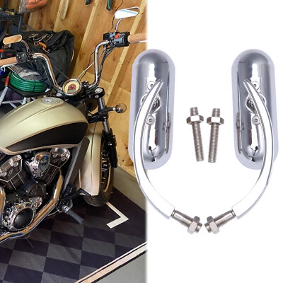 铬椭圆形摩托车迷你后视侧镜适用于印度童子军 Bobber Twenty — 第 1/4 张图片