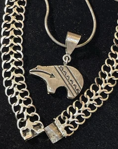 LOTE PLATA ESTERLINA SUROESTE COLLAR VINTAGE HECHO EN MÉXICO Y COLGANTE OSO - Imagen 1 de 13