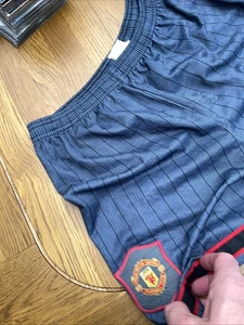 Manchester United Shorts 90s 1995 Umbro large Away grey MUFC mens retro football - Picture 1 of 3