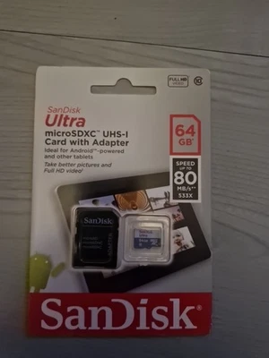 SanDisk Ultra 64GB microSDXC UHS-I Card with Adapter - Image 1 of 2