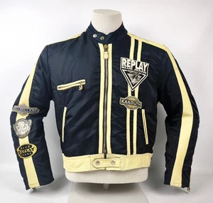 Replay Jacke schwarz Gr. L (M) Leder Nylon Mix vintage 90s Biker - Bild 1 von 13