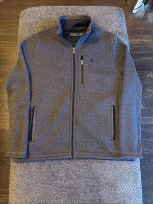 Polo Ralph Lauren Full Zip Fleece Jacket Mens Large Gray Charcoal Pony Logo EUC - Image 1 of 4